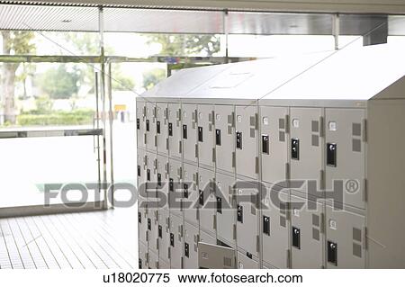 Stock Photography - Locker for shoes at school, Japan. Fotosearch
