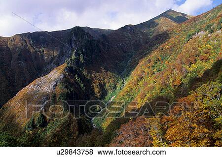 Stock Photo - Mount Makihata in Autumn. Fotosearch