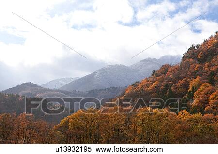 Stock Photography - Mountains seen from Shirakawa-go. Fotosearch