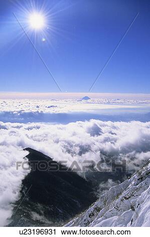 Stock Image - Mt. Fuji and cloudscape seen from Mt. Yatsugatake. Fotosearch