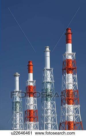 Stock Image - Oil refinery, Sakai City, Osaka Prefecture, Honshu, Japan. Fotosearch