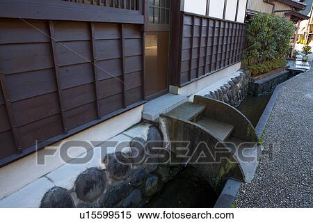 Stock Photography - Old rows of houses Gujo Yawata. Fotosearch