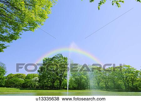 Stock Photo - Rainbow Over Yoyogi Park. Fotosearch