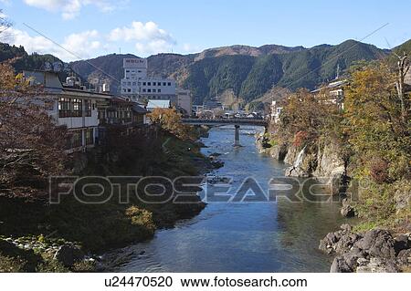 Stock Image - River Flowing Through Gujo. Fotosearch