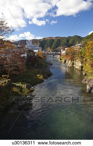 Stock Image - River Flowing Through Gujo. Fotosearch