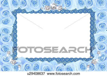 Stock Photo - Rose and diamonds frame. Fotosearch