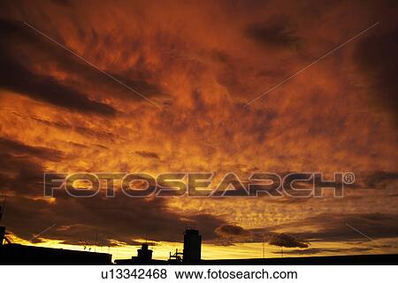 Stock Photo - Sky at dusk, Tokyo Prefecture, Honshu, Japan. Fotosearch