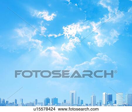 Picture - Skyline and sky, Digital Composite. Fotosearch