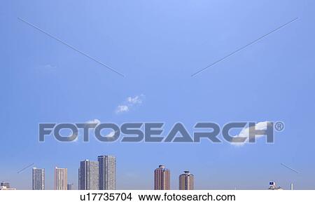 Skyscrapers and Blue Sky View Large Photo Image Picture - Skyscrapers and Blue Sky. Fotosearch