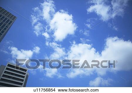 Picture - Skyscrapers, low angle view, Osaka Prefecture, Honshu, Japan. Fotosearch