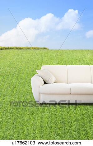 Sofa on a lawn, digital composite View Large Photo Image Stock Image - Sofa on a lawn, digital composite. Fotosearch