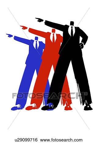 Stock Photograph - Three Businessmen Pointing. Fotosearch