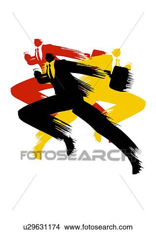 Picture - Three Businessmen Running. Fotosearch