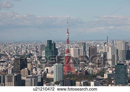 Stock Image - Tokyo tower, Minato ward, Tokyo Prefecture, Honshu, Japan. Fotosearch