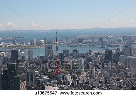 Stock Photo - Tokyo tower, Minato ward, Tokyo Prefecture, Honshu, Japan. Fotosearch