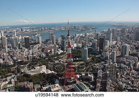 Stock Photo - Tokyo tower, Minato ward, Tokyo Prefecture, Honshu, Japan. Fotosearch