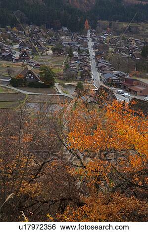 Traditional Village of Shirakawa in Autumn View Large Photo Image Stock Photograph - Traditional Village of Shirakawa in Autumn. Fotosearch