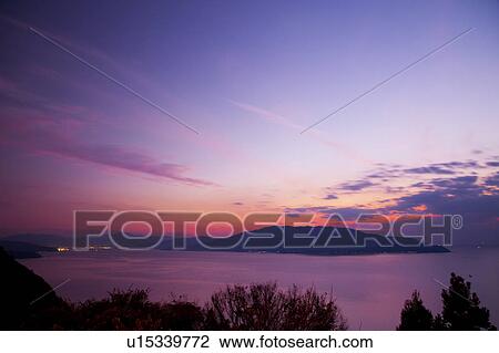 Stock Image - Tsugura Harbor at Dusk. Fotosearch