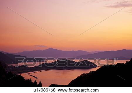 Stock Photo - Tsugura Harbor at Dusk. Fotosearch