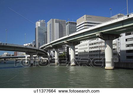 Picture - View of Nakanoshima, Osaka Prefecture, Honshu, Japan. Fotosearch