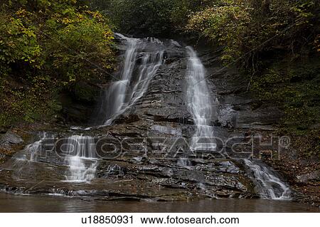 Stock Image - Waterfall in Autumn. Fotosearch