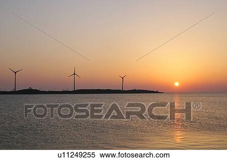 Stock Photography - Wind Farm at Sunset. Fotosearch