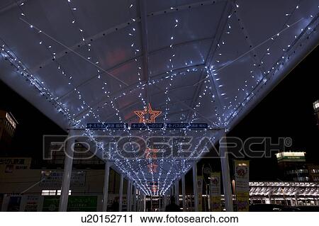Stock Image - Winter Lights at Fukui Station. Fotosearch