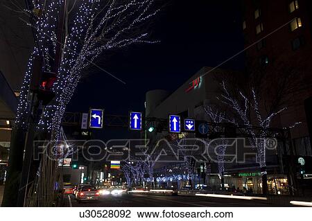 Winter Lights Decorating Road View Large Photo Image Stock Image - Winter Lights Decorating Road. Fotosearch