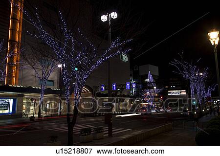 Winter Lights Decorating Street View Large Photo Image Stock Photo - Winter Lights Decorating Street. Fotosearch