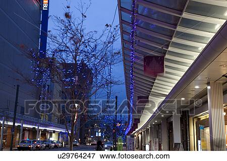 Winter Lights Decorating Street View Large Photo Image Stock Photo - Winter Lights Decorating Street. Fotosearch