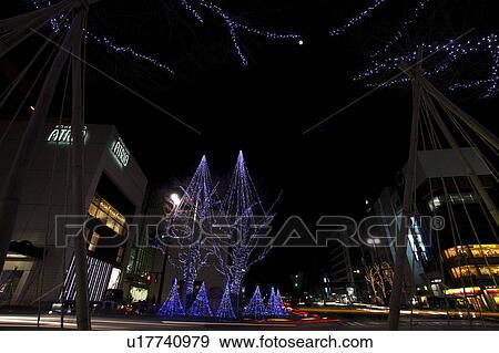 Stock Photo - Winter Lights in Town. Fotosearch