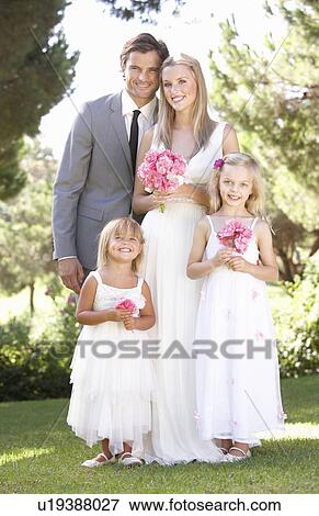 Bride And Groom With Bridesmaid At Wedding View Large Photo Image Stock Photo - Bride And Groom With Bridesmaid At Wedding. Fotosearch