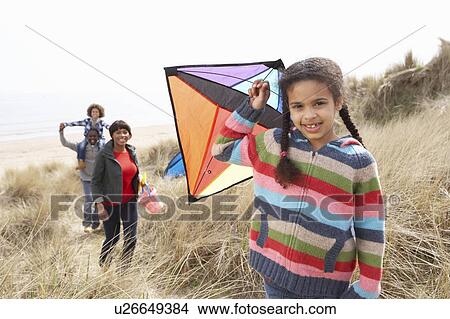 Family Having Fun With Kite In Sand Dunes View Large Photo Image Picture - Family Having Fun With Kite In Sand Dunes. Fotosearch
