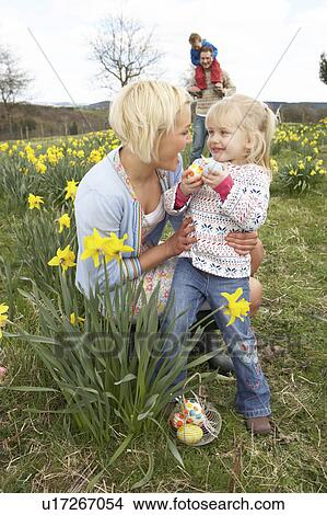 Family On Easter Egg Hunt In Daffodil Field View Large Photo Image Picture - Family On Easter Egg Hunt In Daffodil Field. Fotosearch