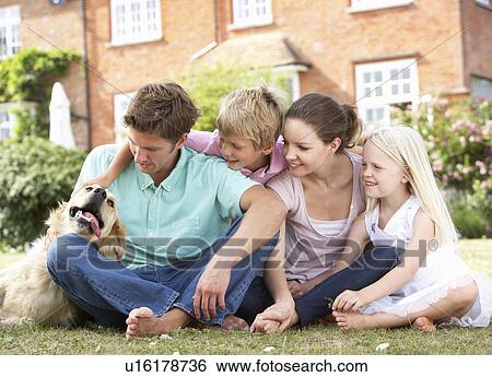 Family Sitting In Garden Together View Large Photo Image Stock Photograph - Family Sitting In Garden Together. Fotosearch