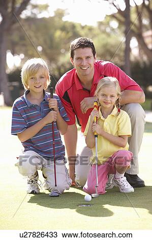Father Teaching Children To Play Golf On Putting On Green View Large Photo Image Stock Image - Father Teaching Children To Play Golf On Putting On Green. Fotosearch