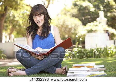 Female Teenage Student Studying In Park View Large Photo Image Stock Photograph - Female Teenage Student Studying In Park. Fotosearch