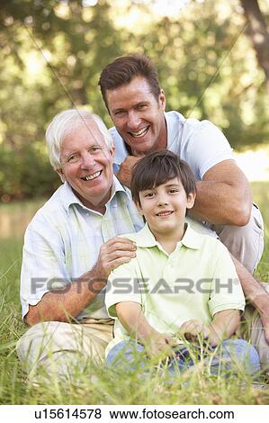 Grandfather With Son And Grandson In Park View Large Photo Image Stock Photo - Grandfather With Son And Grandson In Park. Fotosearch