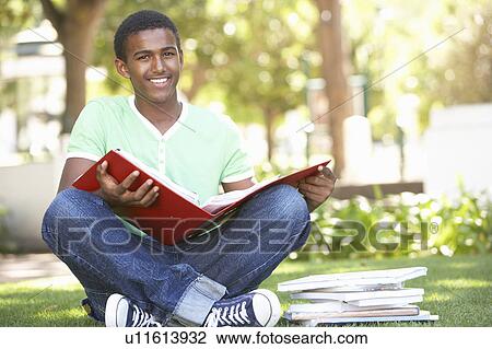 Male Teenage Student Studying In Park View Large Photo Image Stock Image - Male Teenage Student Studying In Park. Fotosearch