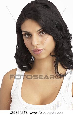 Portrait Of Attractive Young Woman In Studio View Large Photo Image Stock Photo - Portrait Of Attractive Young Woman In Studio. Fotosearch