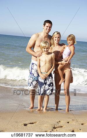Portrait Of Family On Summer Beach Holiday View Large Photo Image Stock Photo - Portrait Of Family On Summer Beach Holiday. Fotosearch