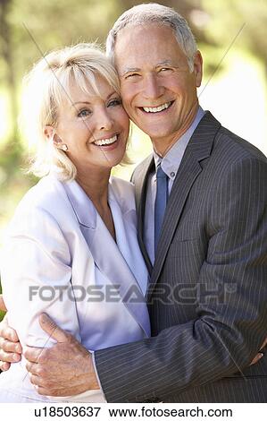 Stock Photo - Portrait Of Senior Bridal Couple Outdoors. Fotosearch