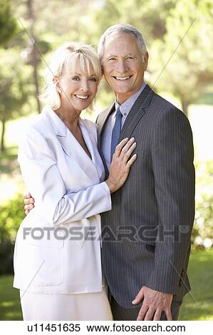 Stock Photography - Portrait Of Senior Bridal Couple Outdoors. Fotosearch