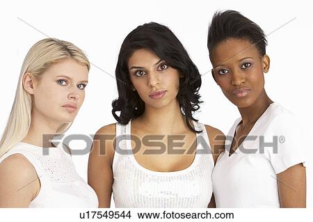 Portrait Of Three Attractive Young Women In Studio View Large Photo Image Picture - Portrait Of Three Attractive Young Women In Studio. Fotosearch