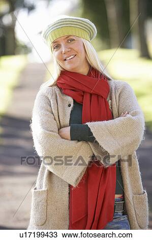 Portrait Of Woman Outdoors In Autumn Landscape View Large Photo Image Stock Image - Portrait Of Woman Outdoors In Autumn Landscape. Fotosearch