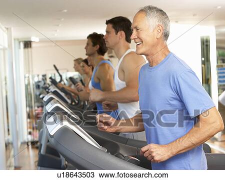 Senior Man On Running Machine In Gym View Large Photo Image Stock Image - Senior Man On Running Machine In Gym. Fotosearch