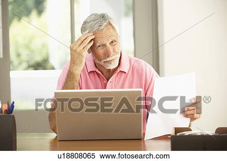 Senior Man Using Laptop At Home View Large Photo Image Stock Photography - Senior Man Using Laptop At Home. Fotosearch
