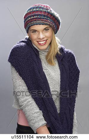 Teenage Girl Wearing Warm Winter Clothes In Studio View Large Photo Image Picture - Teenage Girl Wearing Warm Winter Clothes In Studio. Fotosearch