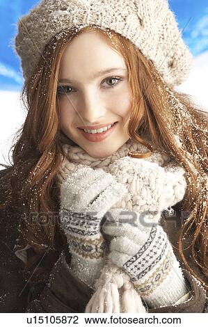 Teenage Girl Wearing Warm Winter Clothes And Hat In Studio View Large Photo Image Stock Image - Teenage Girl Wearing Warm Winter Clothes And Hat In Studio. Fotosearch