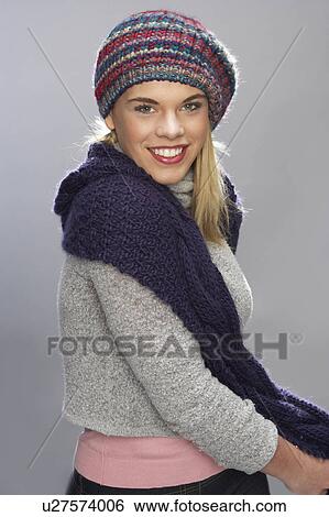 Teenage Girl Wearing Warm Winter Clothes In Studio View Large Photo Image Stock Photograph - Teenage Girl Wearing Warm Winter Clothes In Studio. Fotosearch